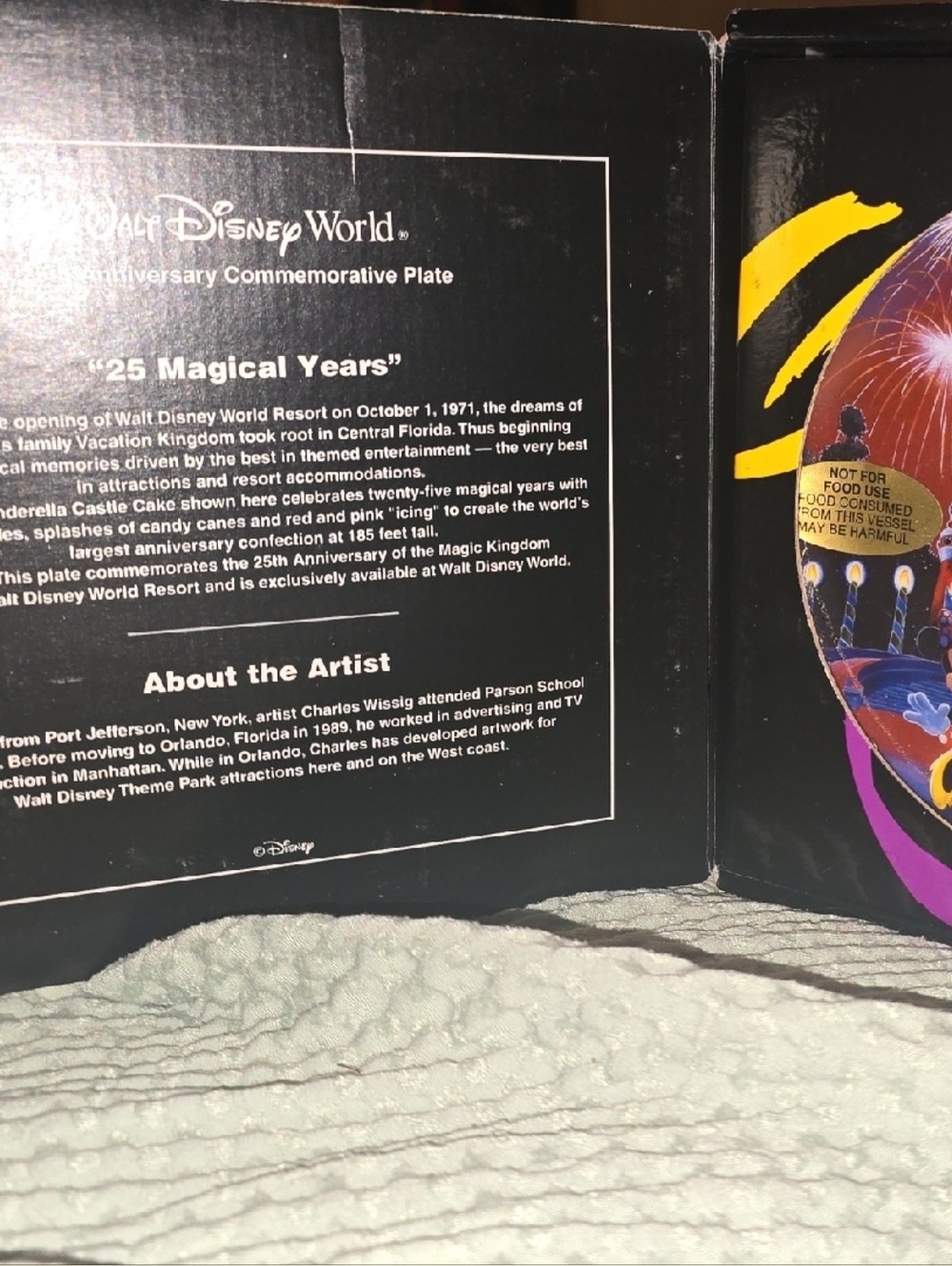 Disney 25 Magical Years Commemorative Plate - Colorful Castle & Characters